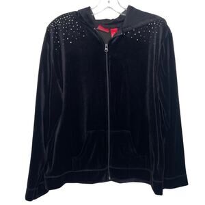 Zoey & Beth Women Outerwear Size XL Black Velour Casual Track Jacket